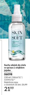 Suchy olejek do ciała w sprayu Avon Skin So Soft z olejkiem jojoba promocja w AVON