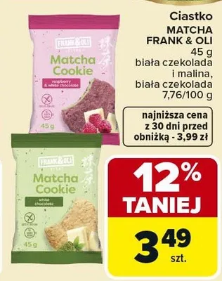 Ciastko Matcha Cookie biała czekolada Frank & Oli promocja w Carrefour