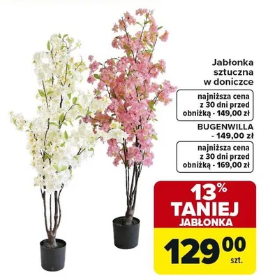 Jabłonka sztuczna w doniczce różne rodzaje promocja w Carrefour