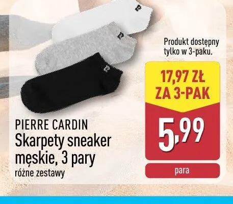 Skarpety sneaker męskie Pierre Cardin 3-pak promocja w Aldi