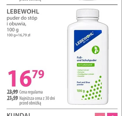 Puder do stóp i obuwia Lebewohl promocja w Hebe