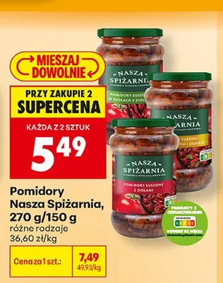 Pomidory suszone w paskach z ziołami Nasza Spiżarnia promocja w Biedronka