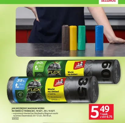 Worki na śmieci lawendowe Jan Niezbędny Magnum 60 l promocja w Selgros