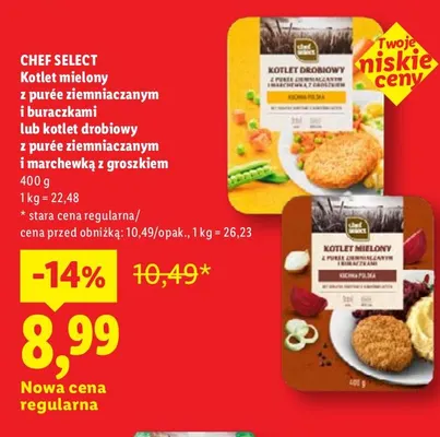 Kotlet mielony z purée ziemniaczanym i buraczkami Chef Select promocja w Lidl