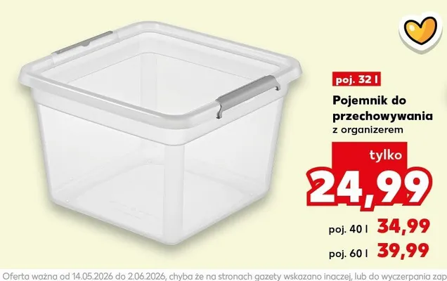 Pojemnik do przechowywania z organizerem 32l Kaufland promocja w Kaufland