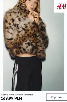 Puszysta kurtka z wysokim kołnierzem H & M promocja w H&M