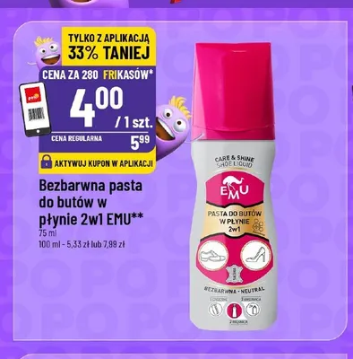 Bezbarwna pasta do butów w płynie 2w1 EMU promocja w POLOmarket