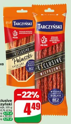 Kabanosy Exclusive Wieprzowe Tarczyński promocja w Dino