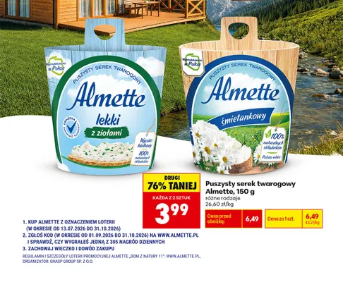 Puszysty serek twarogowy śmietankowy Almette promocja w Biedronka