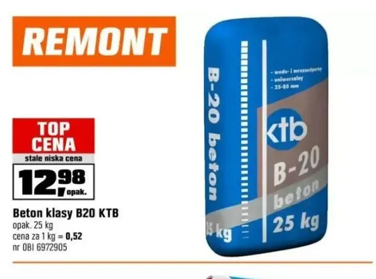 Beton klasy B20 Ktb promocja w OBI
