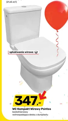 WC Kompakt Wirowy Pontos bezkołnierzowy wolnoopadająca deska z duroplastu promocja w Bricomarche