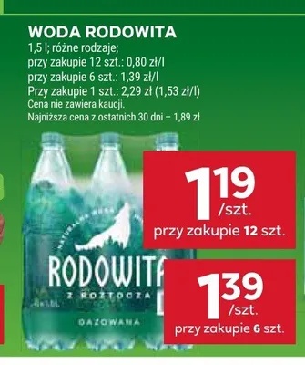 Woda niegazowana Rodowita promocja w Stokrotka