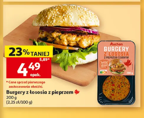 Burgery z łososia z pieprzem Auchan promocja w Auchan