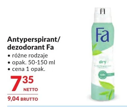 Antyperspirant/dezodorant Fa różne rodzaje promocja w Makro