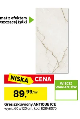 Gres szkliwiony Antique Ice promocja w Leroy Merlin