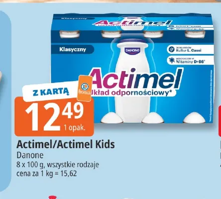 Actimel Kids Danone 8-pak 100 g promocja w Leclerc