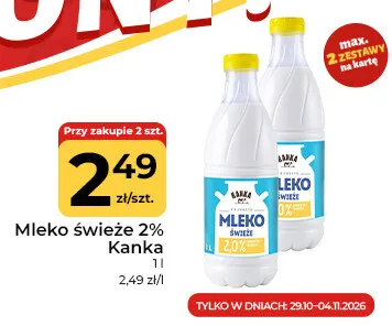 Mleko świeże Kanka 2% promocja w Społem Częstochowa