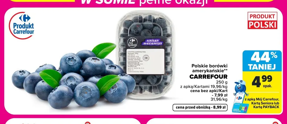 Borówki amerykańskie polskie Carrefour promocja w Carrefour