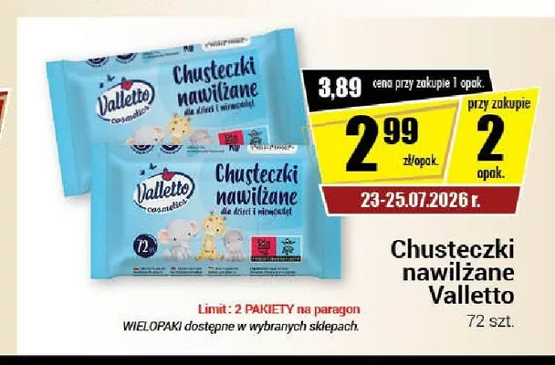 Chusteczki nawilżane Valletto promocja w Premium Nasz Sklep