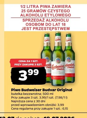 Piwo Budweiser Budvar Original promocja w Netto