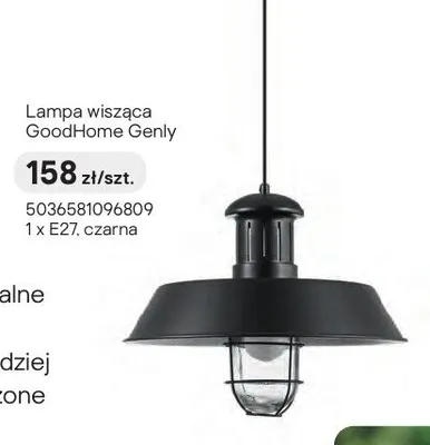 Lampa wisząca GoodHome Genly 1 x E27 czarna promocja w Castorama