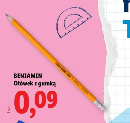 Ołówek z gumką Beniamin promocja w Lidl