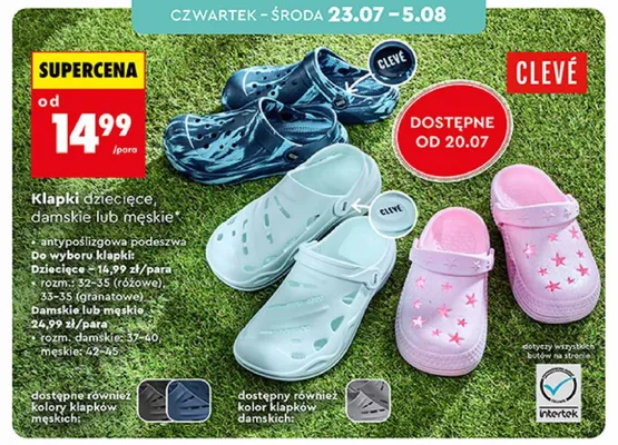 Klapki dziecięce Clevé promocja w Biedronka