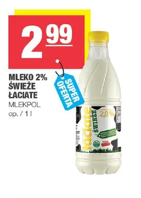 Mleko świeże Łaciate Mlekpol 2% promocja w SPAR