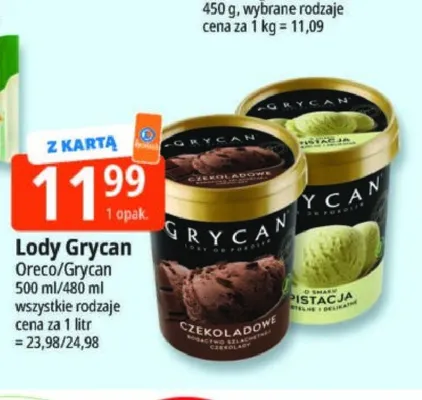 Lody czekoladowe Grycan promocja w Leclerc