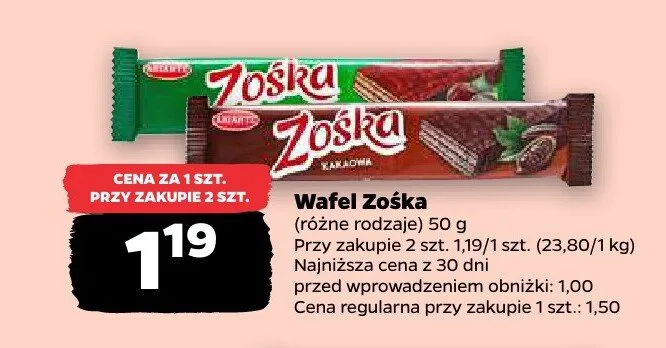 Wafel Zośka Kakao promocja w Netto