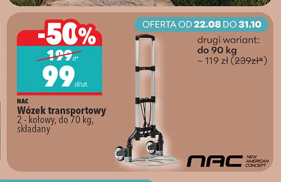 Wózek transportowy Nac do 90 kg promocja w Biedronka