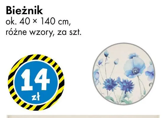 Bieżnik ok. 40 × 140 cm, różne wzory promocja w Tedi