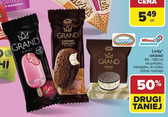 Lody na patyku Grand promocja w Carrefour