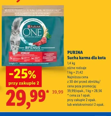 Sucha karma dla kota Purina One promocja w Lidl