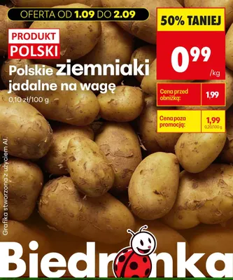 Ziemniaki jadalne polskie na wagę promocja w Biedronka