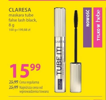 Maskara Claresa Tube It! False Lash Effect Mascara Black promocja w Hebe