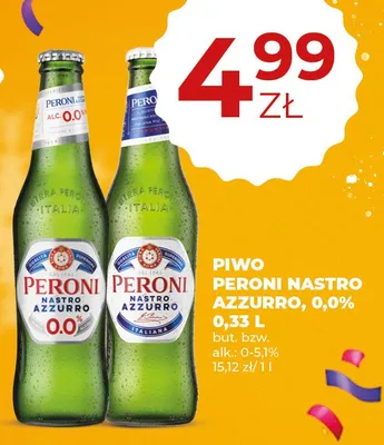 Piwo Peroni Nastro Azzurro 0,0% 0,33 l promocja w Duży Ben