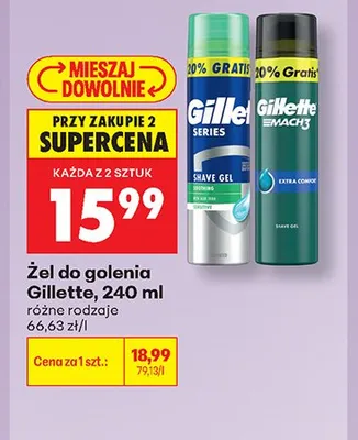 Żel do golenia Gillette Mach3 Extra Comfort promocja w Biedronka