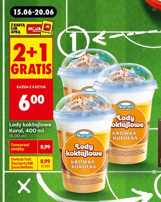 Lody koktajlowe Koral krówka-kukułka promocja w Biedronka