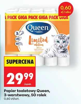 Papier toaletowy Queen 3-warstwowy 50-pak promocja w Biedronka