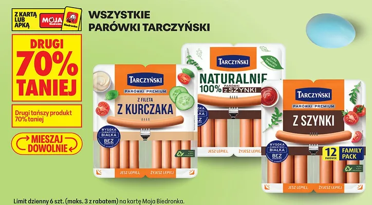Wszystkie parówki Tarczyński DRUGIE -70% promocja w Biedronka