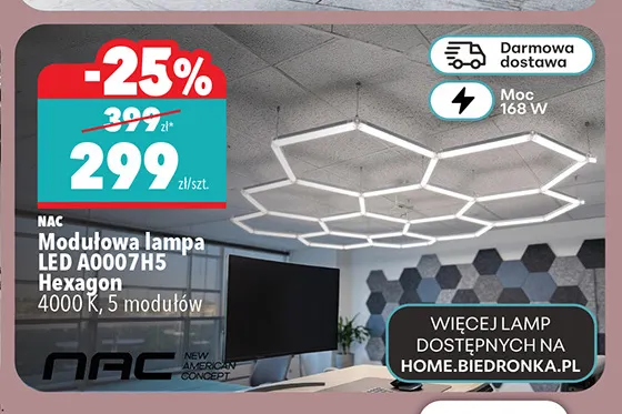 Modułowa lampa LED Nac A0007H5 Hexagon promocja w Biedronka