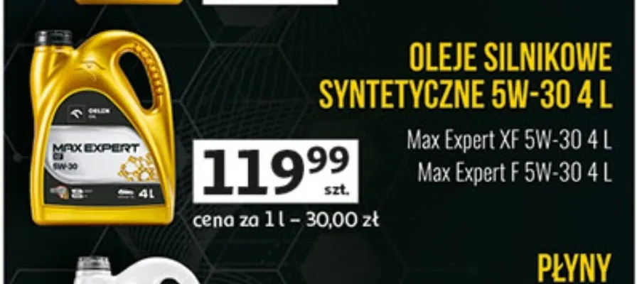 Oleje silnikowe syntetyczne 5W-30 4L promocja w Auchan