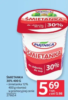 Śmietanka Piątnica 12% promocja w Selgros