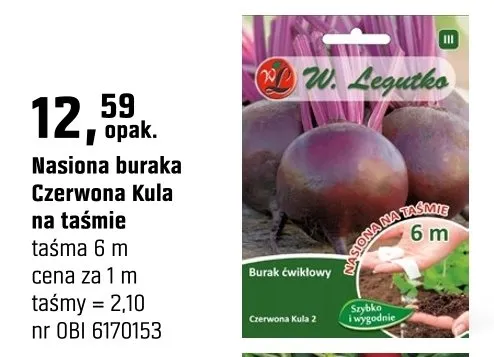 Nasiona buraka Czerwona Kula na taśmie promocja w OBI