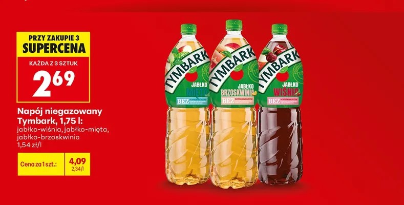 Napój niegazowany Tymbark jabłko-mięta promocja w Biedronka