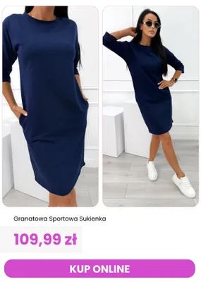 Sukienka sportowa ModnaKiecka.pl granatowa promocja w Modna Kiecka