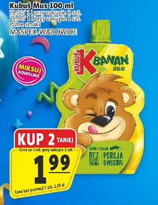 Mus Kubuś Banan Jabłko promocja w Prim Market