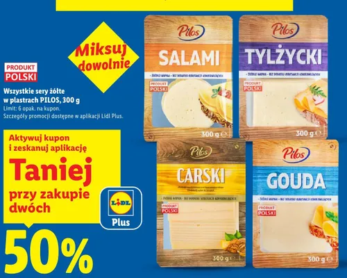 Ser żółty w plastrach  wszystkie rodzaje promocja w Lidl