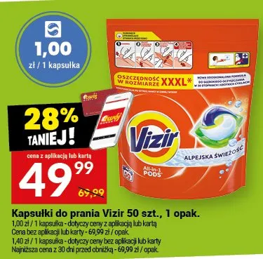 Kapsułki do prania Vizir 50 szt. promocja w Twój Market